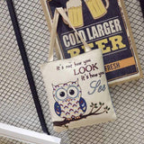 Women Owl Printed Canvas Tote Beach Bag Single Shoulder B