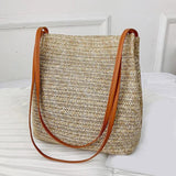 Women Straw Shopping Bags Crossbody Tote Bags Knitted Straw Satchel