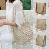Women Straw Shopping Bags Crossbody Tote Bags Knitted Straw Satchel