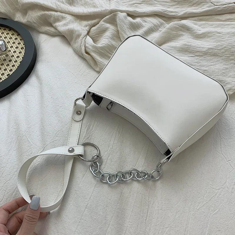 Vintage Solid Small PU Leather Shoulder Bags For Women