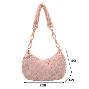 Vintage Plush Women's Bag Autumn Winter Underarm Shoulder Bag