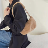 Vintage Plush Women's Bag Autumn Winter Underarm Shoulder Bag