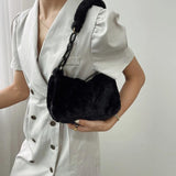 Vintage Plush Women's Bag Autumn Winter Underarm Shoulder Bag