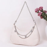 Women Solid Shoulder Underarm Bags Casual Ladies Shopper Purses Butterfly Chain