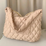 Women Handbag Rhombic Lattice Quilted Down Bag Large Capacity Casual Shopping