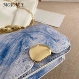 Thick Chain Shoulder Crossbody Bag Square Shape Messenger