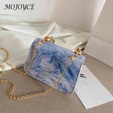 Thick Chain Shoulder Crossbody Bag Square Shape Messenger