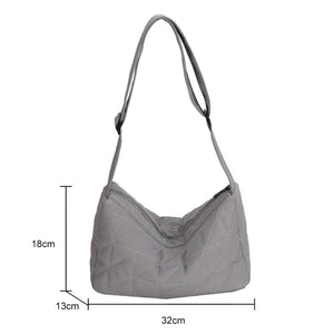 Quilted Crossbody Handbag Cotton Padded Wide Belt for Autumn And Winter