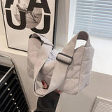 Quilted Crossbody Handbag Cotton Padded Wide Belt for Autumn And Winter