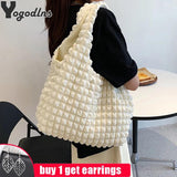 Women Quilted Shoulder Bag Large Capacity Handbag Purse for Travel Shopper Tote