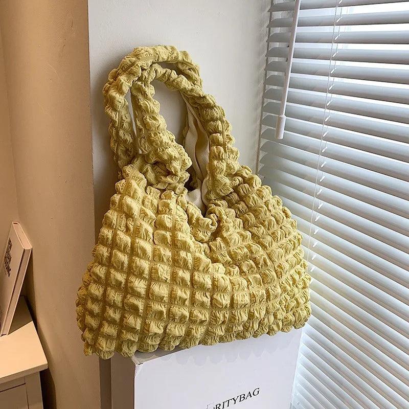 Women Quilted Shoulder Bag Large Capacity Handbag Purse for Travel Shopper Tote