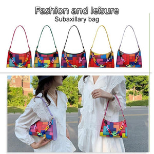 Geometric Hit Underarm Bags Leather Women Casual Handbag