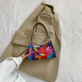 Geometric Hit Underarm Bags Leather Women Casual Handbag