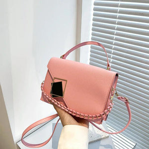 Women's Texture Handbag Contrast Chain Square Bag