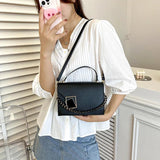Women's Texture Handbag Contrast Chain Square Bag