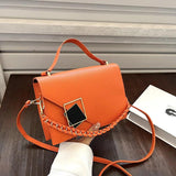 Women's Texture Handbag Contrast Chain Square Bag