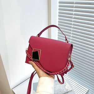 Women's Texture Handbag Contrast Chain Square Bag