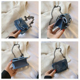 Vintage Denim Chain Crossbody Bag Small Shoulder Bag for Women
