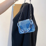Vintage Denim Chain Crossbody Bag Small Shoulder Bag for Women
