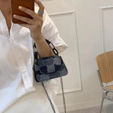 Vintage Denim Chain Crossbody Bag Small Shoulder Bag for Women