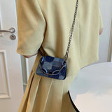 Vintage Denim Chain Crossbody Bag Small Shoulder Bag for Women