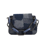 Vintage Denim Chain Crossbody Bag Small Shoulder Bag for Women