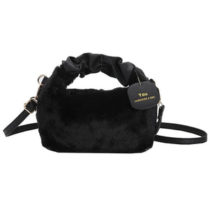 Women's Plush Handbags PU Strap Cloud Bags Handbag Winter Ladies Messenger Bag