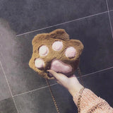 Sweet Girl Shoulder Bag Plush Cat Paw Metal Chain Messenger Bags