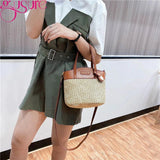 Casual Rattan Straw Bag Small Purse Handbags Summer Beach Crossbody