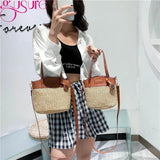 Casual Rattan Straw Bag Small Purse Handbags Summer Beach Crossbody