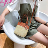 Casual Rattan Straw Bag Small Purse Handbags Summer Beach Crossbody