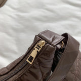 Cotton-Padded Bag Quilted Female Underarm Bag Soft Diamonds Small Round Purse