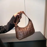 Cotton-Padded Bag Quilted Female Underarm Bag Soft Diamonds Small Round Purse