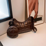 Cotton-Padded Bag Quilted Female Underarm Bag Soft Diamonds Small Round Purse