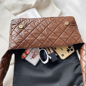 Flap Space Padded Shoulder Bags Quilted Padding Blown bag Large Capacity