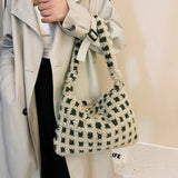 Retro Plush Shoulder Handbag for Women