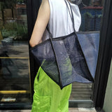 Women Mesh Shoulder Bag Large Capacity Beach Bag Travel Handbag