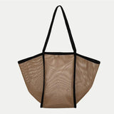 Transparent Hollow Shoulder Bag Mesh Totes Summer Beach Handbag