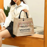 Summer Beach Bag For Women Linen Totes Handbags Large Capacity