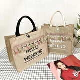 Summer Beach Bag For Women Linen Totes Handbags Large Capacity