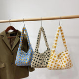 Retro Warm Shoulder Handbag Fluffy Soft Plush Zipper Tote for Women