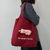 Canvas Tote Bag with Inside Pocket, Letter Design