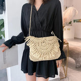 Summer Straw Tassel Crossbody Handbag Vacation Purse