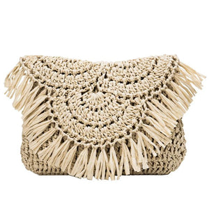 Summer Straw Tassel Crossbody Handbag Vacation Purse