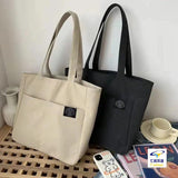 Canvas Shoulder Bag for Women Teenager Schoolbag Large Capacity Handbag