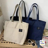 Canvas Shoulder Bag for Women Teenager Schoolbag Large Capacity Handbag