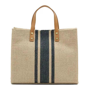 Vintage Striped Tote Large Capacity Handbag for Women