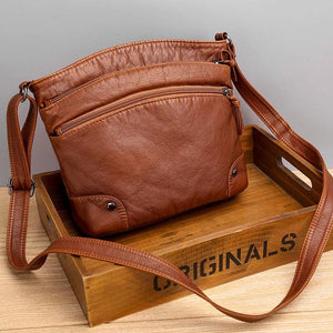 Women's PU Leather Crossbody Bag Casual Shoulder Handbag Multi-layer Bolso