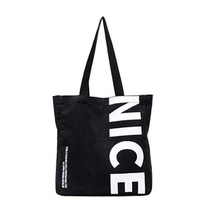 Hand Printed Canvas Shopping Bag Women's Handbag