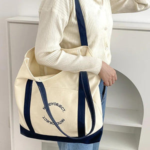 Women Handbag Letter Printing Shoulder Bag Cotton Tote Shopping Canvas Bags